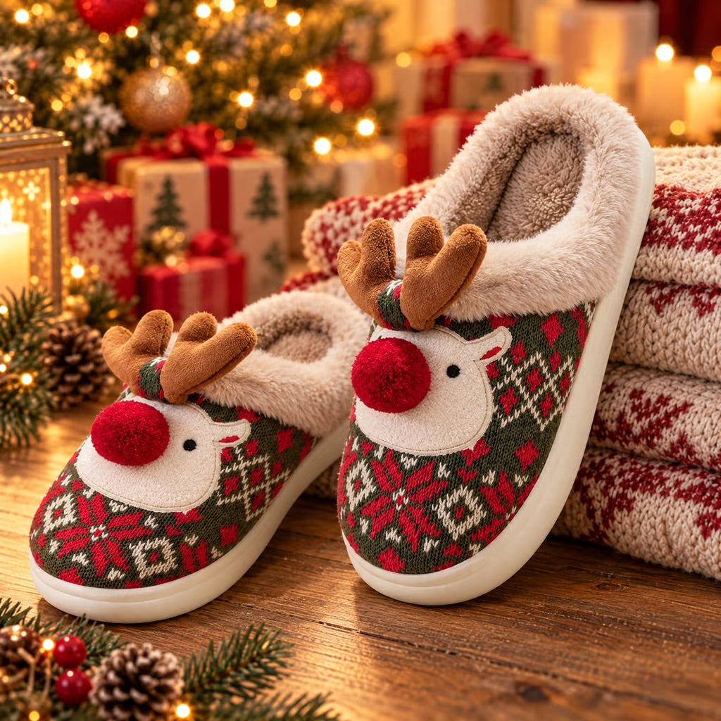 Reindeer Plush Slippers
