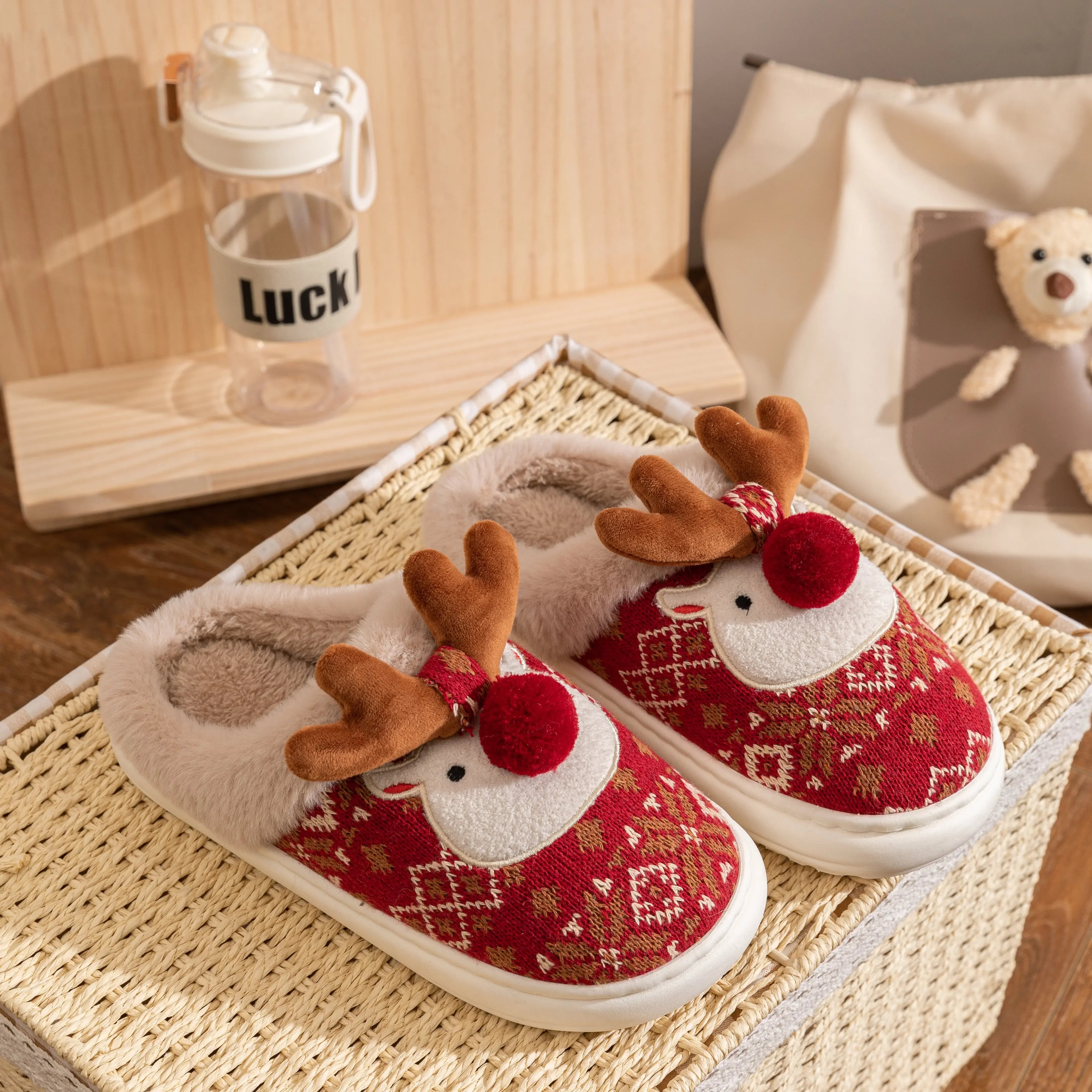 Reindeer Plush Slippers